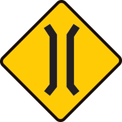 Narrow bridge ahead symbol