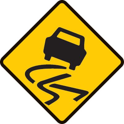 Slippery road symbol