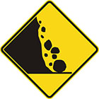 Falling or fallen rocks symbol