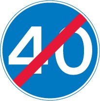 End of 40 mph minimum speed limit symbol