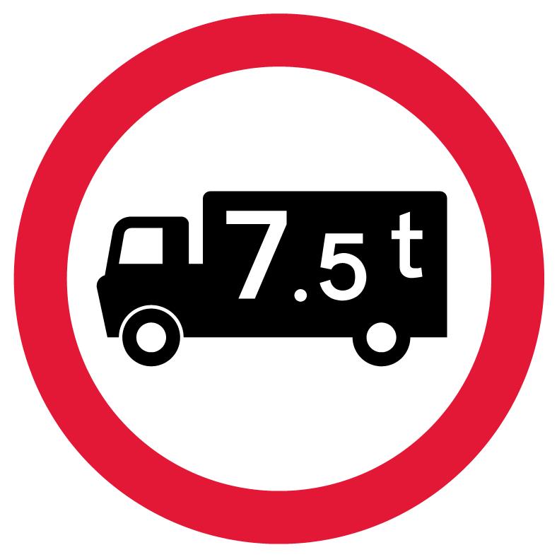 Goods vehicles over 7.5 tonnes prohibited symbol