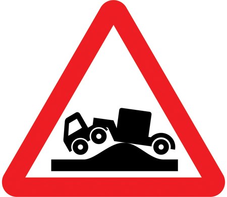 Risk of grounding at a crossing or hump-backed bridge symbol
