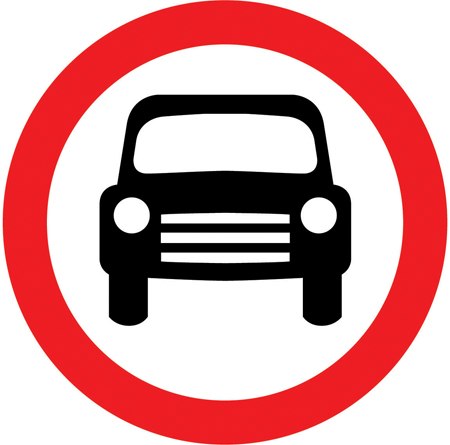 Motor vehicles prohibited except solo motorcycles symbol