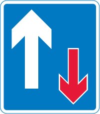 Traffic has priority over oncoming vehicles symbol