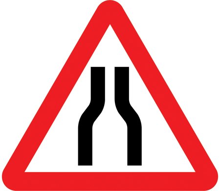 Road narrows on both sides symbol