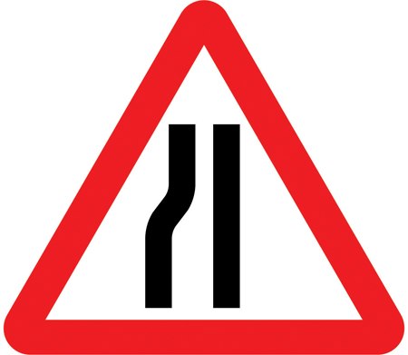 Road narrows on the left symbol