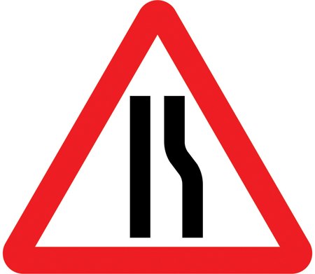 Road narrows on the right symbol