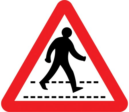 Zebra crossing ahead symbol
