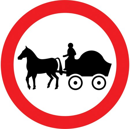 Horse drawn vehicles prohibited symbol