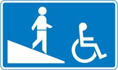 Ramped entrance to pedestrian subway symbol